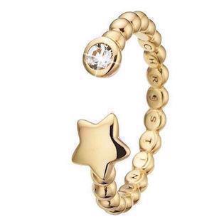 Christina Collect Forgyldt sølv Single Star kugle ring med hvid topaz & stjerne, model 2.13.B